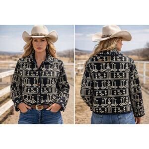 VTG New Directions Aztec Cream and Black Tapestry Western Blazer Women’s